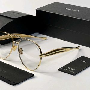 Prada Aviator Eyeglasses - Gold FRAME FOR UNISEX