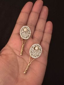 Vintage Rhinestones Tennis Racket brooches