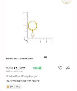 Golden Pearl Drop Hoop Earrings