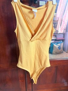 Ribbed Yellow Bodysuit