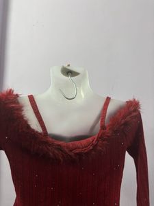 Red Off-Shoulder Sparkle Top
