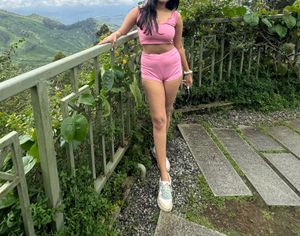 Pink Crop Top & Shorts Set