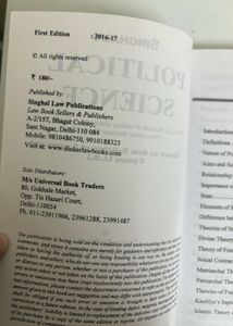 Political Science Book - Singhal’s Law Publication