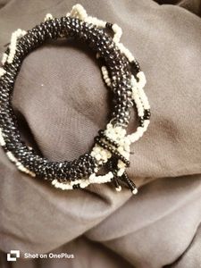 Boho Beaded Bracelet &amp; Vintage Enamel Bangle