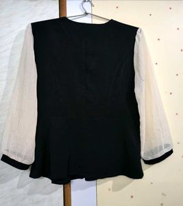 Fancy B&amp;W Peplum Top ♠️