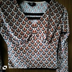 Velvet Patterned Long Sleeve Top/blouse