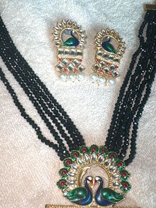 Peacock Design Necklace with Earrings Set
