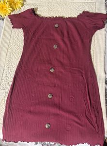 Shein Off-Shoulder Button-Up Ribbed Dress