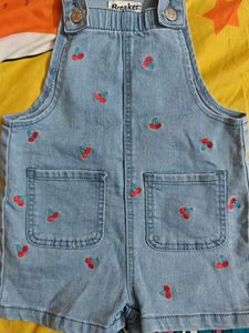 Cute Cherry Denim Overalls for Kids