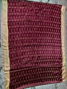Meroon color Banarasi Gajji satin Wedding Silk sar