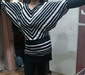 Striped Dolman Sleeve Tunic Top