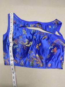 Beautiful Sleeveless Blue Blouse with Neck Design