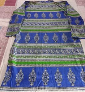 Blue &amp; Green Printed Cotton Kurta