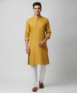Fabindia Men's Kurta - Mustard Yellow