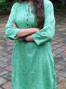 Green Printed Cotton Kurti