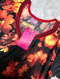 Elegant Black &amp; Red Floral Gown