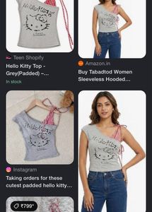 Grey One Shoulder Hello Kitty Top