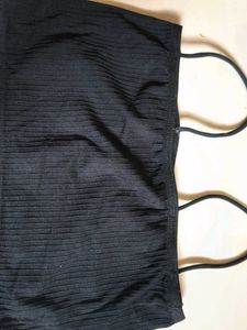 Black Ribbed Crop Tops (Set of 2)