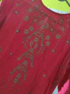 Embroidered Pink Kurta Dress