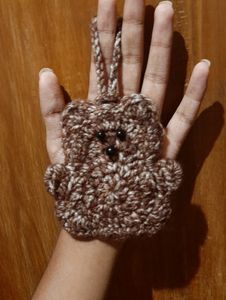 Crochet Small Teddy Bear Pouch [Brown - White]