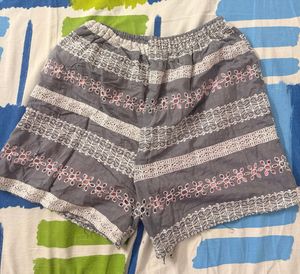 Embroidered Grey Shorts