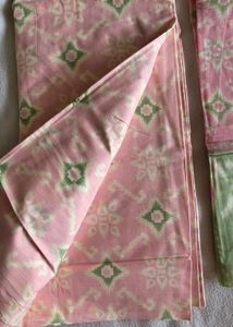 Elegant Green material with Pink Embroidery