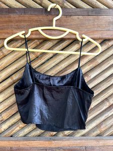Sleek Black Satin Cami Top