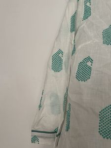 Stylish White Kurta with Green Print