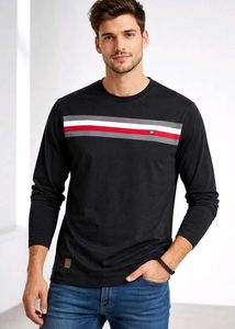 Men's Stylish Long Sleeve Black T-Shirt
