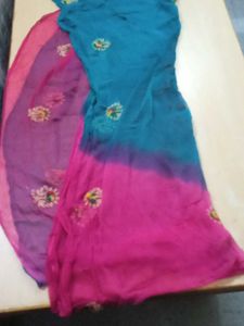 Beautiful Teal Kurta Set with Pink Bottoms
