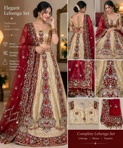 ✨ Heavy Embroidered Maroon & Golden Bridal Lehenga