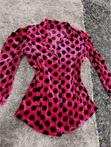 Pink & Black Polka Dot Velvet blazer