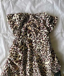 Leopard Print Strapless playsuit