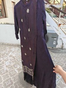Hand Work Dark Purple Color Ethnic Gown
