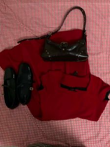 goth red dress with black lace