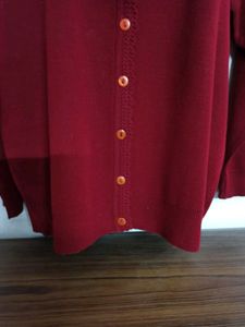 Maroon Button-Up Knit Cardigan