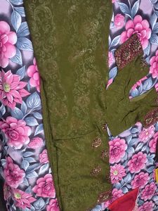 Embellished Olive Green Saree