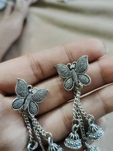 Boho Butterfly Jhumka Earrings oxidized