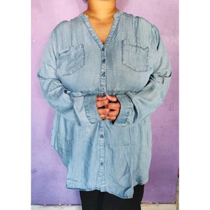Blue Denim Tunic Top with peplum look