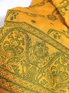 Yellow Organza Printed Saree