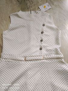 Off White Polka Dots Dress For Girls/Women