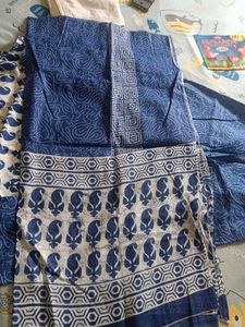 Blue and White Block Print Kurta Set