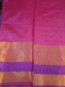 Vibrant Pink Saree with Paisley Border