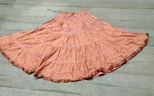 Peach Tiered Ethnic Skirt