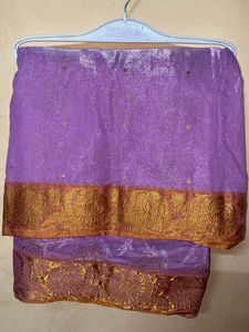 Lavender Saree with Gold Border