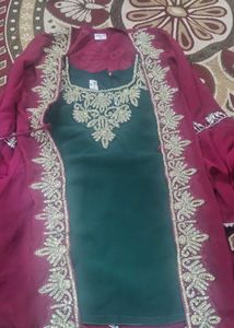 Green Embellished Kurta