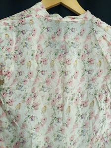 White Floral Printed Women's Top