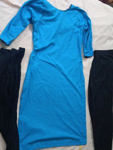 uniform Blue Kurta Set with Dupatta, , bracelet