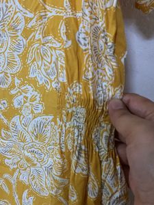 Sunny Yellow Floral Print Button-Up Dress