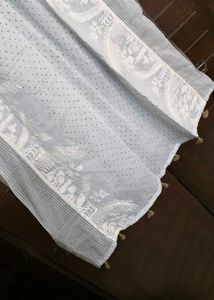 Light Blue Lucknawi Chikankari Dupatta with Tassel